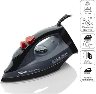 Arzum AR684 Olivya Buharlı Ütü 2400W, Seramik Taban, Dikey Buhar, Şok Buhar, Damlama Önleme, Siyah - Piinti Fiyat Karşılaştırması